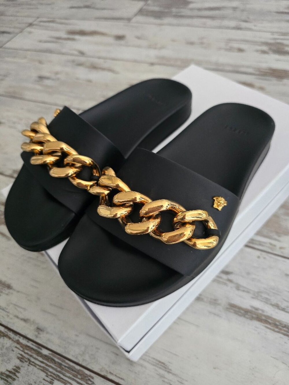 Leather slides